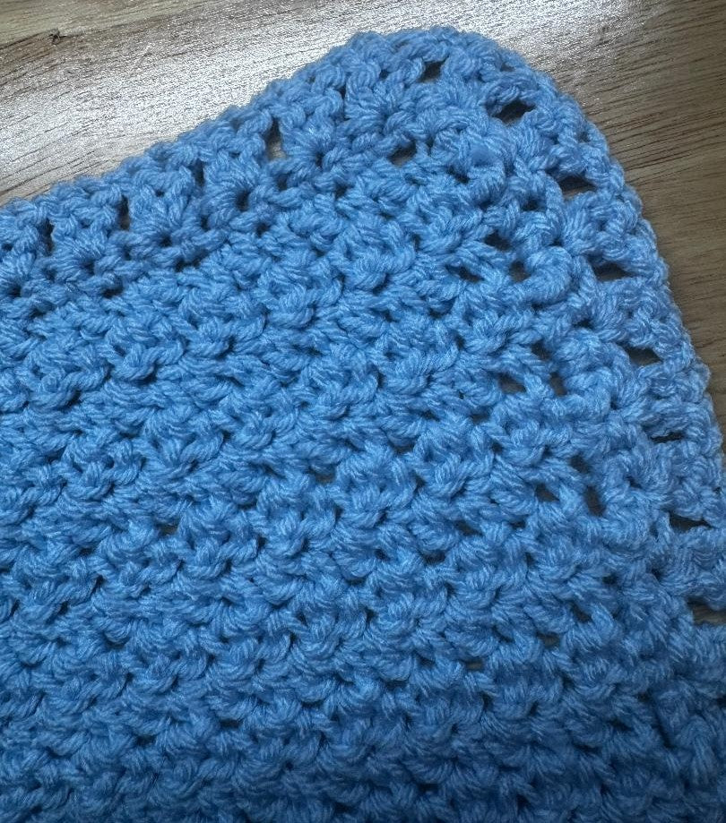 Handmade Crocheted Heirloom Blue Baby Blanket – Soft Knit Keepsake