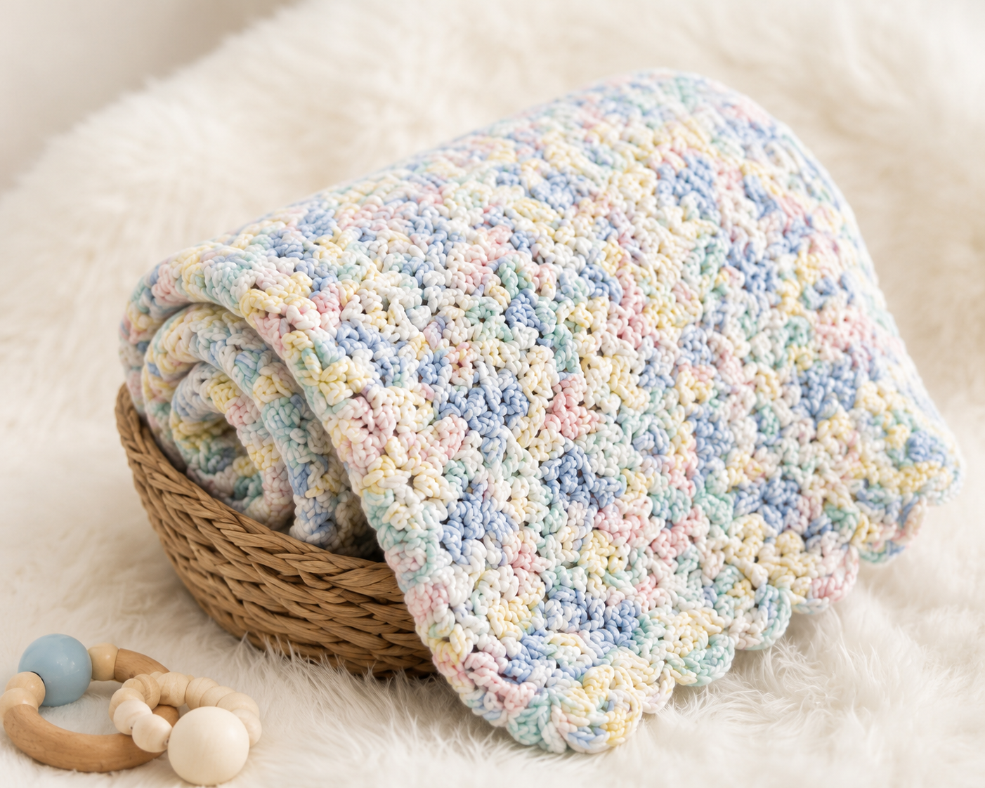 Pastel Crocheted Baby Blanket